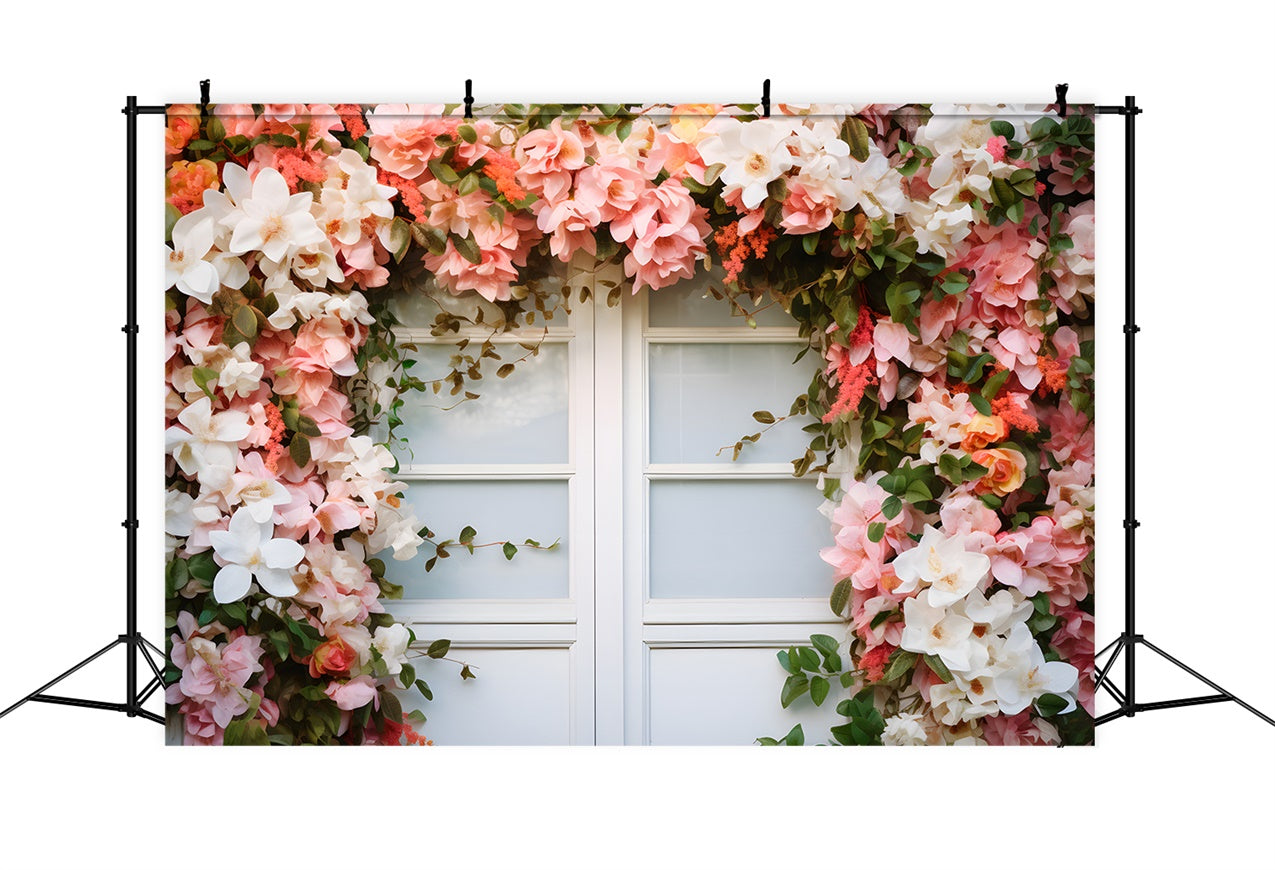 Frühlings-Hintergrund-Ideen Charmante Blumen Weißer Fenster-Hintergrund BRP12-462