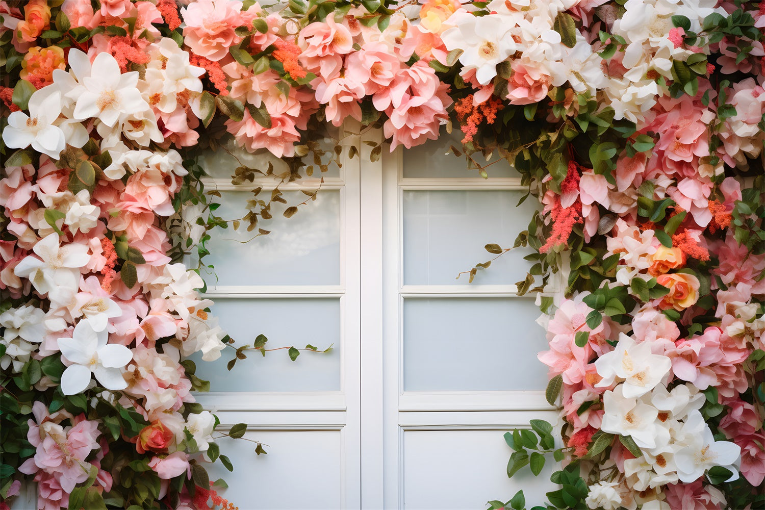 Frühlings-Hintergrund-Ideen Charmante Blumen Weißer Fenster-Hintergrund BRP12-462