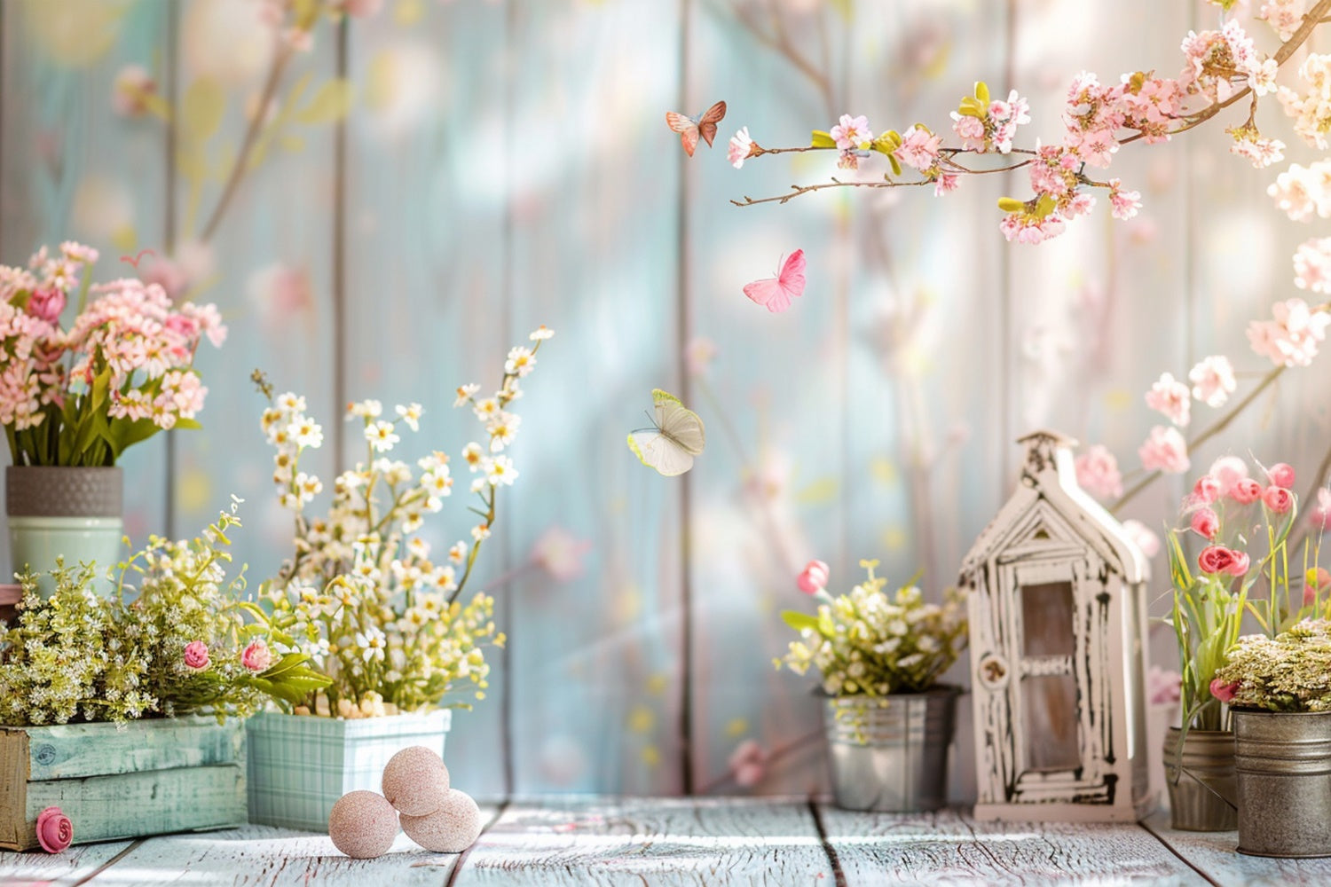 Frühling Backdrops Ideen Schmetterling Tanz Floral Garten Backdrop BRP12-467