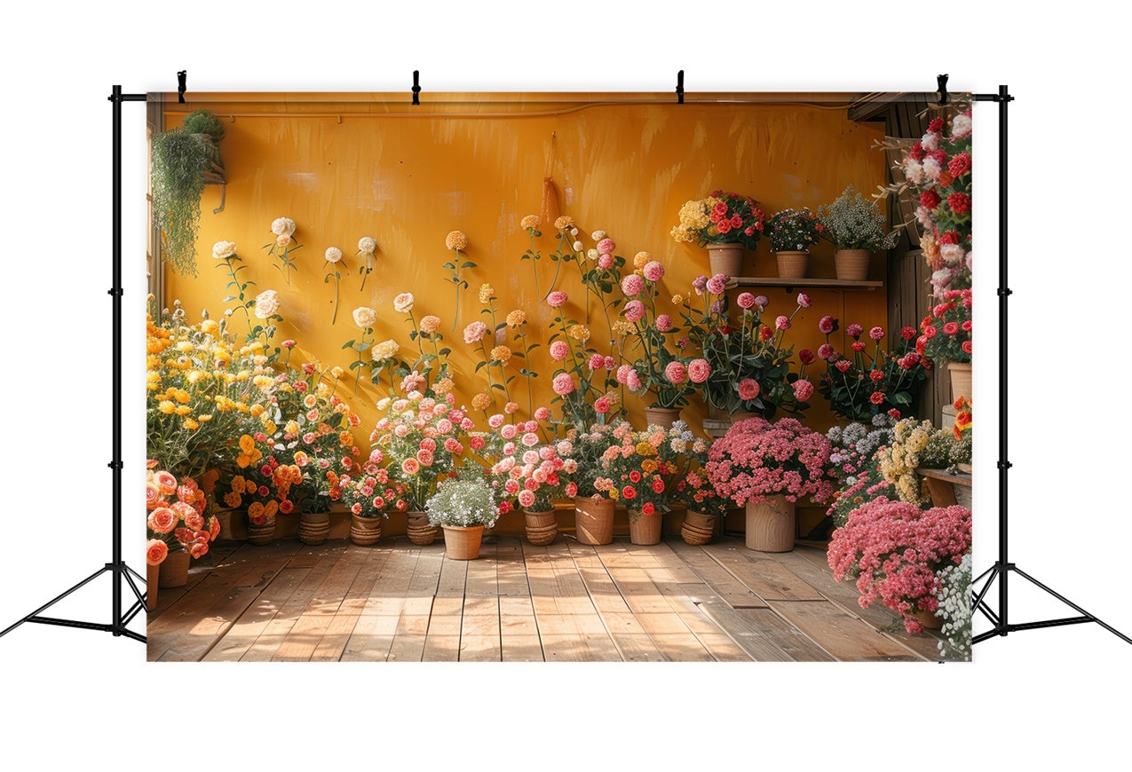 Fotografie Backdrops Frühling Helle Blumen Gelbe Wand Backdrop BRP12-468