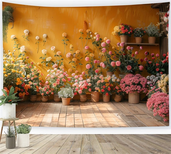 Fotografie Backdrops Frühling Helle Blumen Gelbe Wand Backdrop BRP12-468