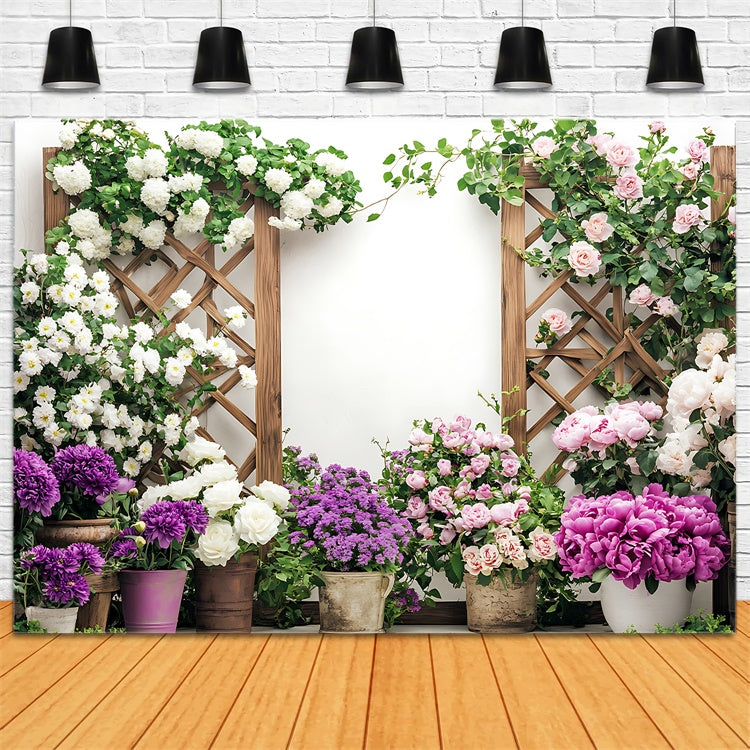 Frühling Fotografie Backdrops Blumen Garten Holz Charme Backdrop BRP12-495