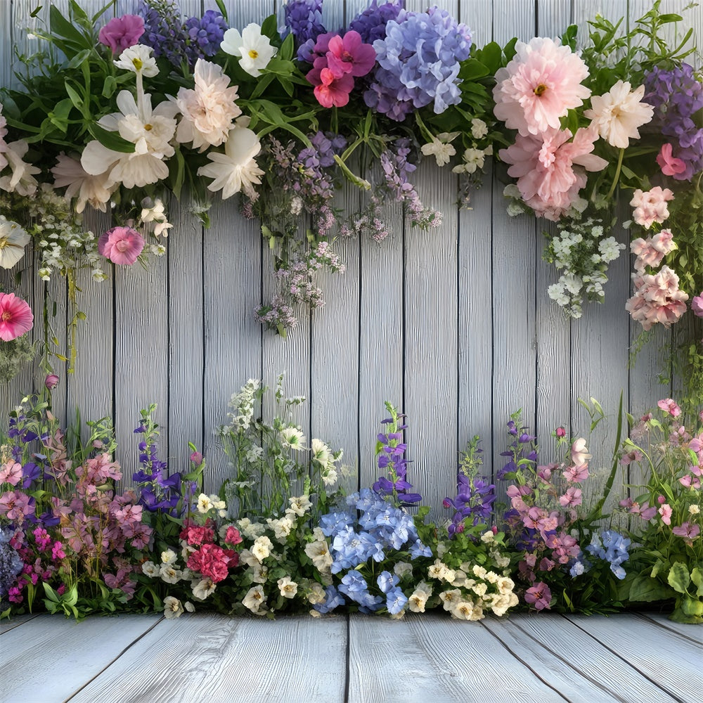 Frühlingshintergrund Fotografie Blaue Holzwand Blüten Hintergrund BRP12-497