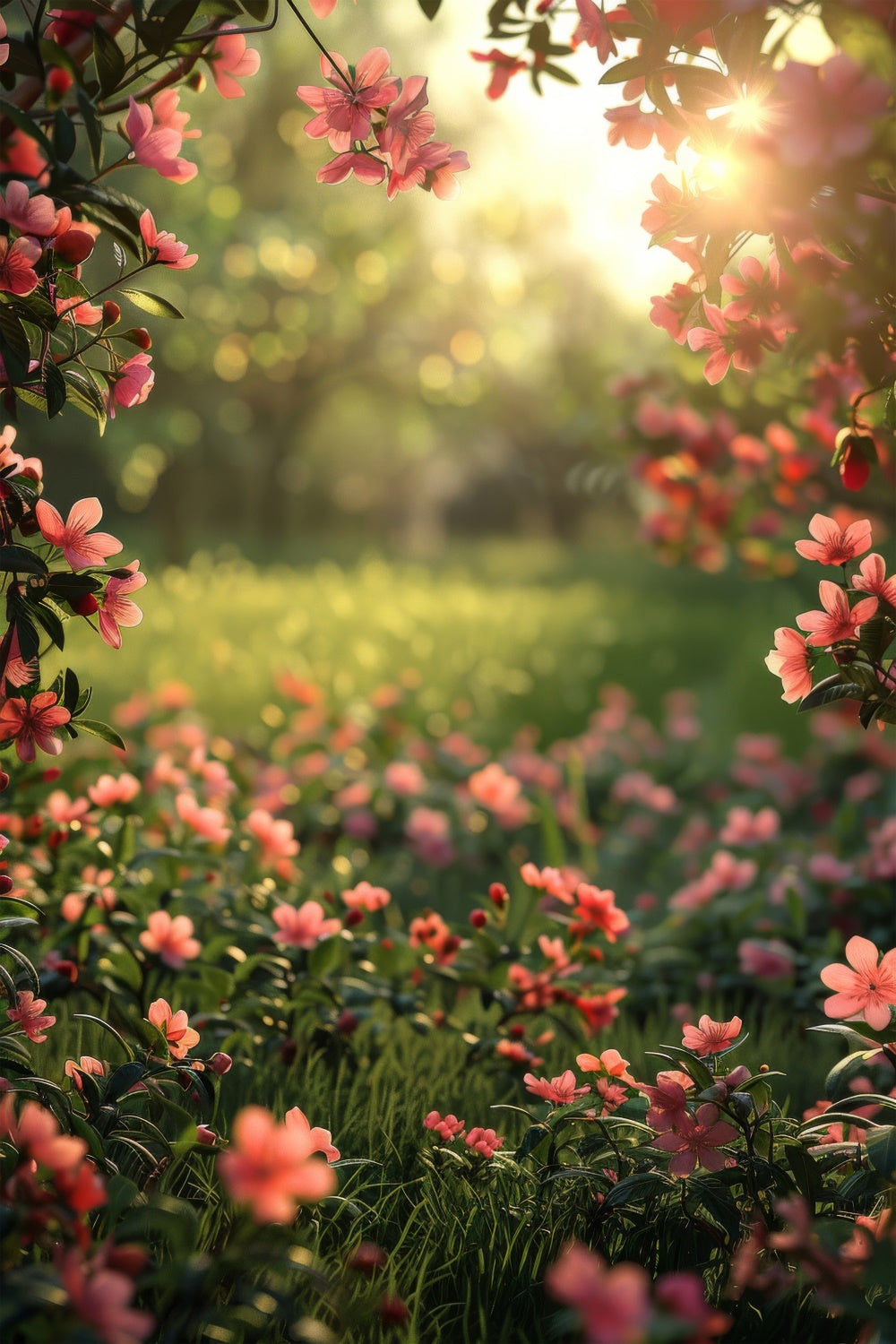 Frühlingsblumen Hintergrund Rosa Blüten Sonniges Gras Hintergrund BRP12-516