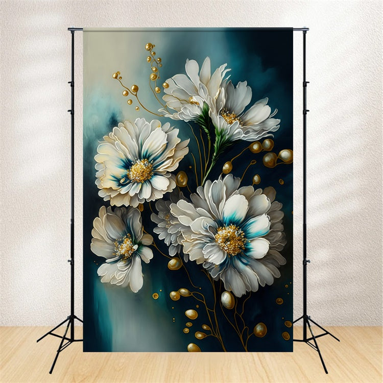 Floraler Fotohintergrund Elegante Goldene Blüte Abstrakter Hintergrund BRP12-521