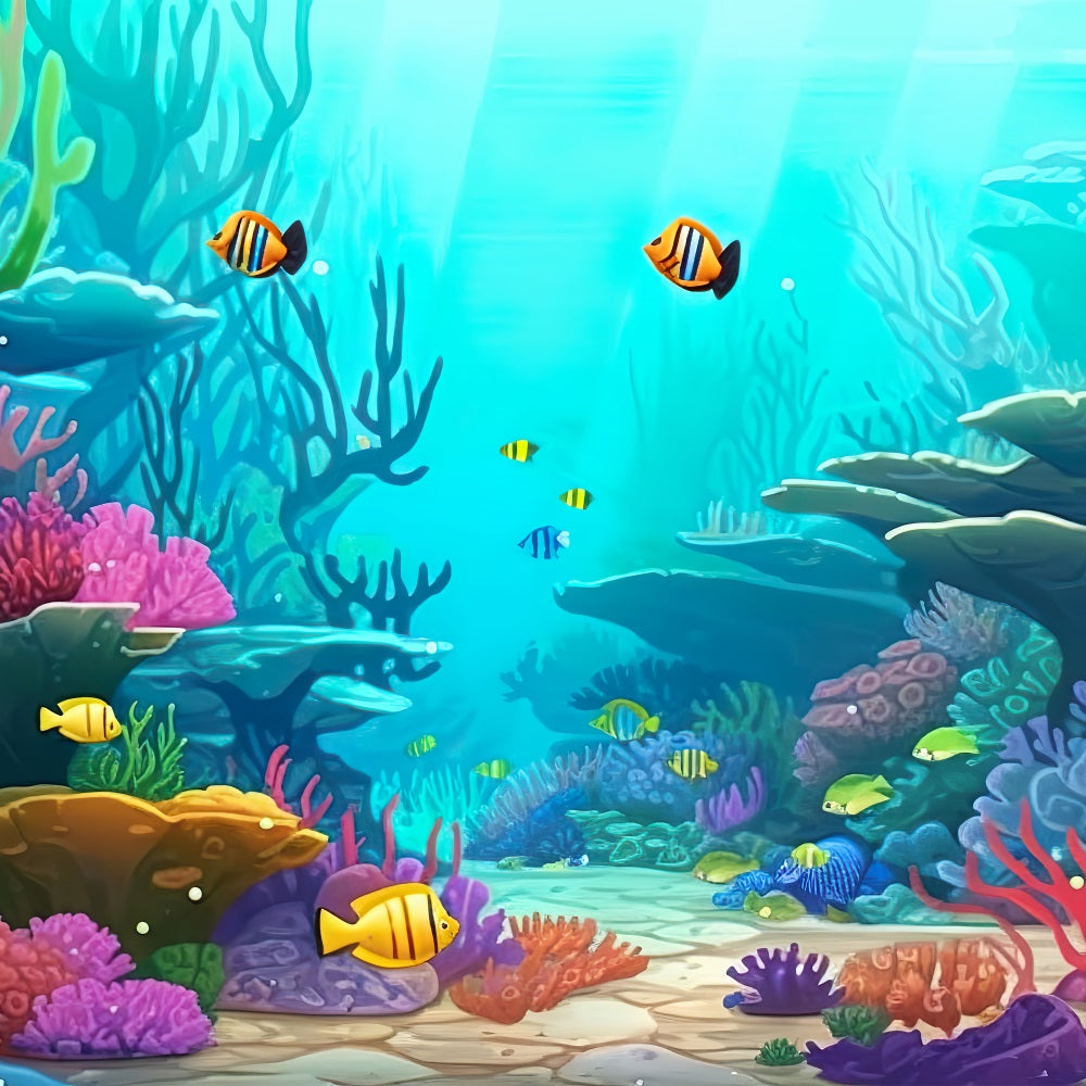 Meerjungfrau Backdrop Lebendige Wasserlandschaft Backdrop BRP12-53