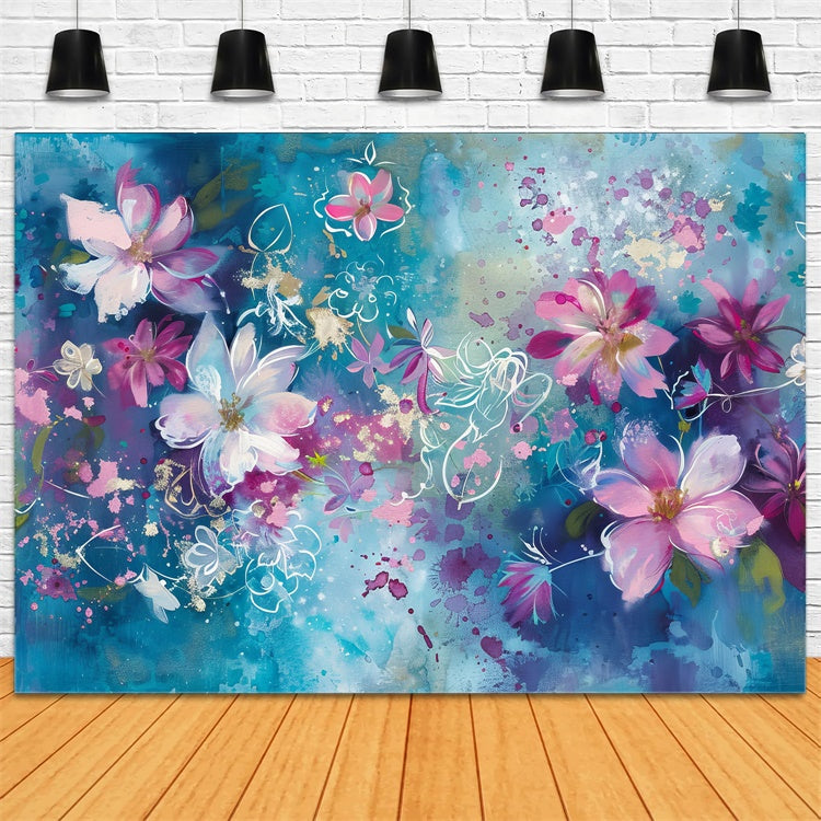 Floral Fotografie Backdrop Dreamy Blau Rosa Blütenblätter Backdrop BRP12-540