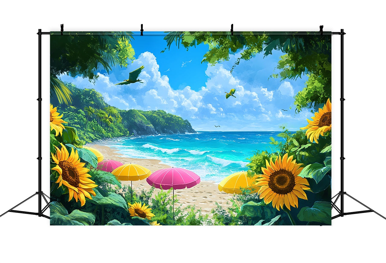 Blumige Fotokulisse Strand Sonnenblumenparadies Kulisse BRP12-546