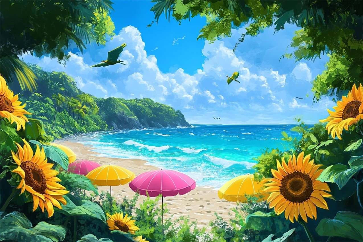 Blumige Fotokulisse Strand Sonnenblumenparadies Kulisse BRP12-546