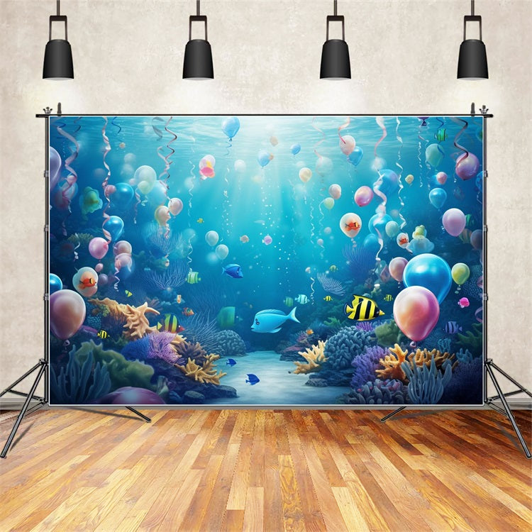 Backdrop Meerjungfrau Bunte Ballon Paradies Wasserpflanzen Backdrop BRP12-56
