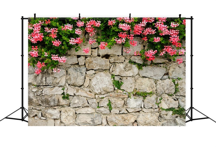 Blumenwand Fotohintergrund Lebendiges Rosa Steinwand Hintergrund BRP12-565