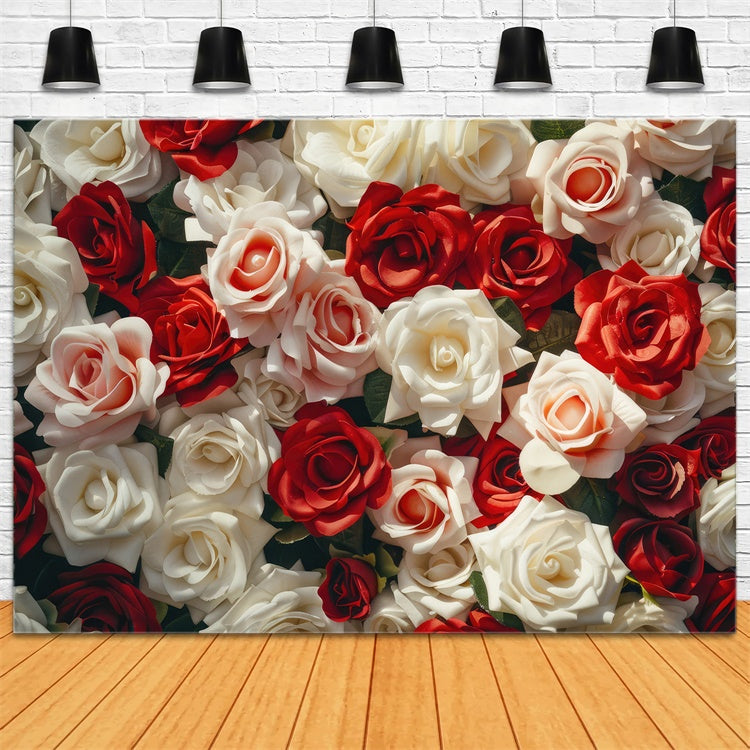 Blume Fotohintergrund Rot Weiß Rose Bouquet Hintergrund BRP12-568