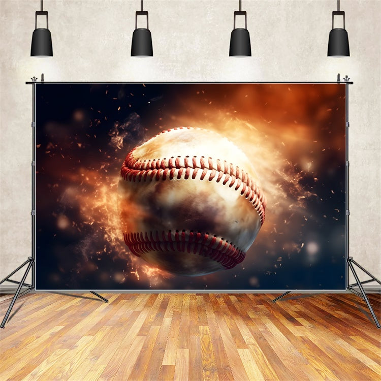 Sport Backdrop Ideen Flammender Baseball Fotografie Hintergrund BRP12-573