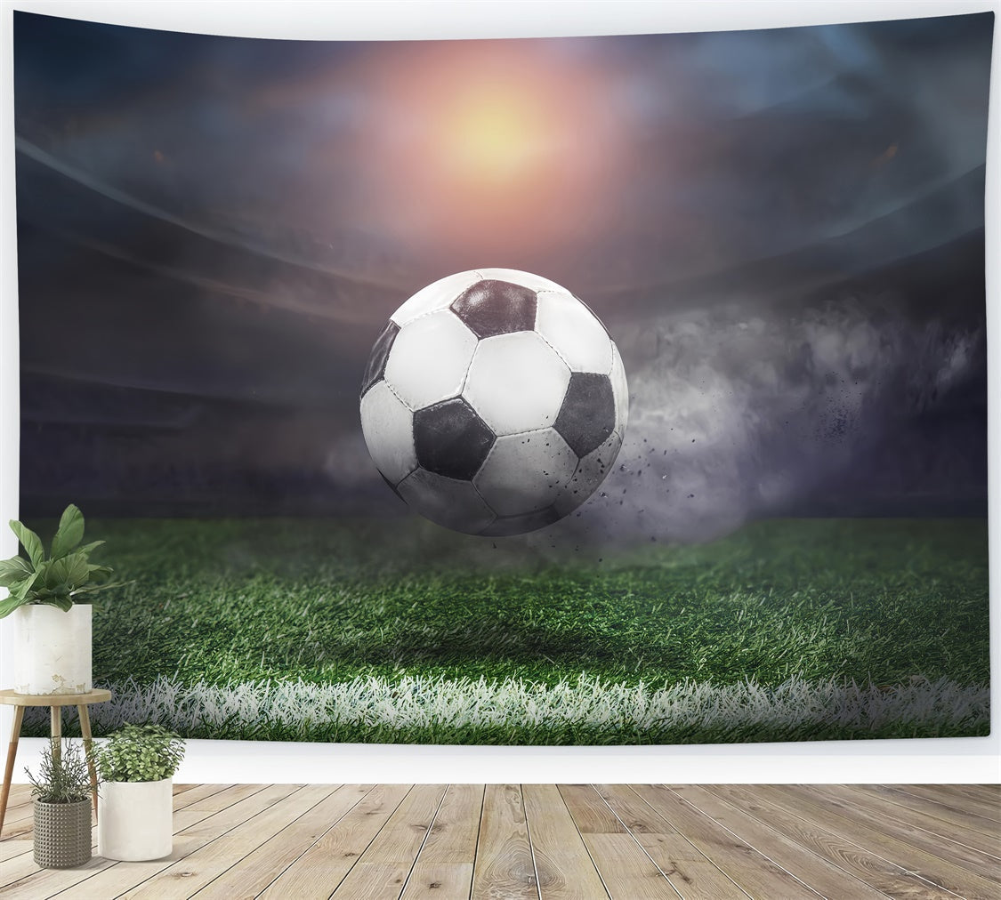 Sport Tag Backdrop Fliegender Fußball Gras Trümmer Backdrop BRP12-580