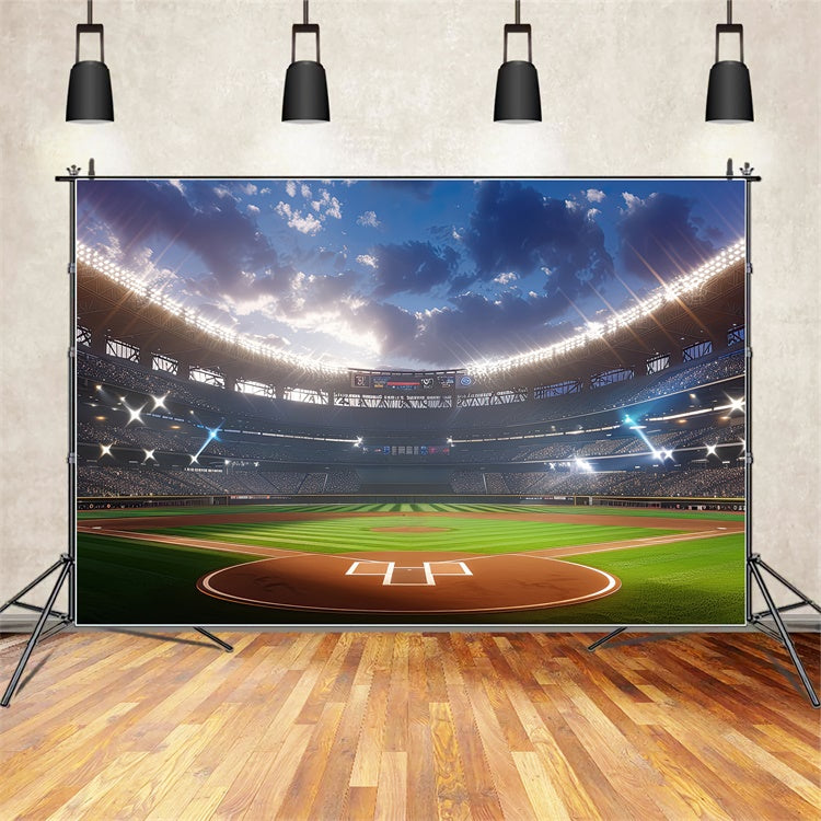 Sport Backdrops Baseballplatz Stadion Lichter Fotografie Backdrop BRP12-585