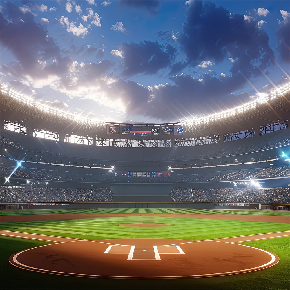 Sport Backdrops Baseballplatz Stadion Lichter Fotografie Backdrop BRP12-585