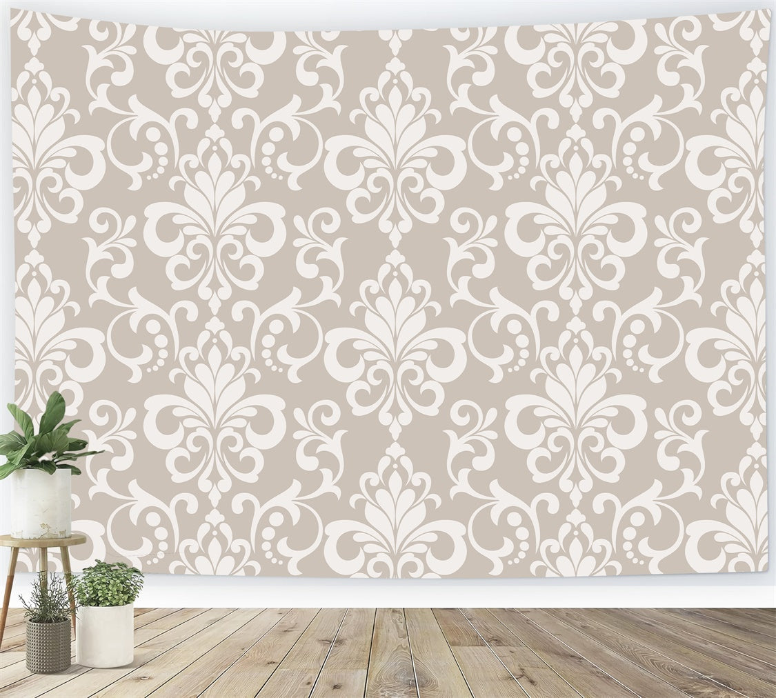 Damast Backdrops Hellbeige Regal Symmetrisches Design Backdrop BRP12-601