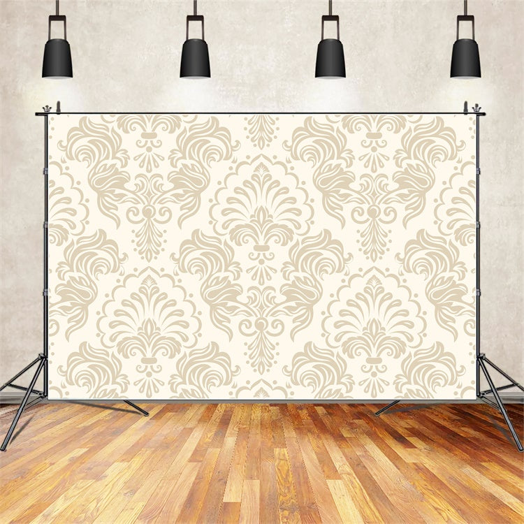 Damast-Fotohintergrund Cremefarbenes Beige Floral Dekorativer Hintergrund BRP12-609