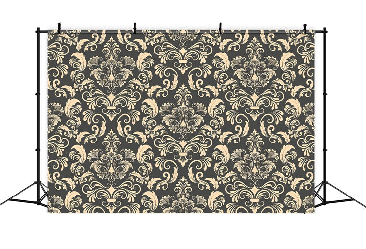 Damast Fotohintergrund Elegant Beige Floral Verziert Backdrop BRP12-612