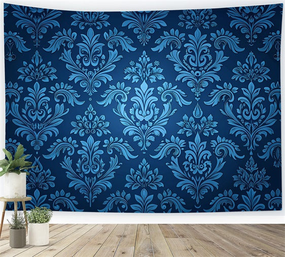 Damast Fotohintergrund Königsblau Ornamental Floral Backdrop BRP12-624