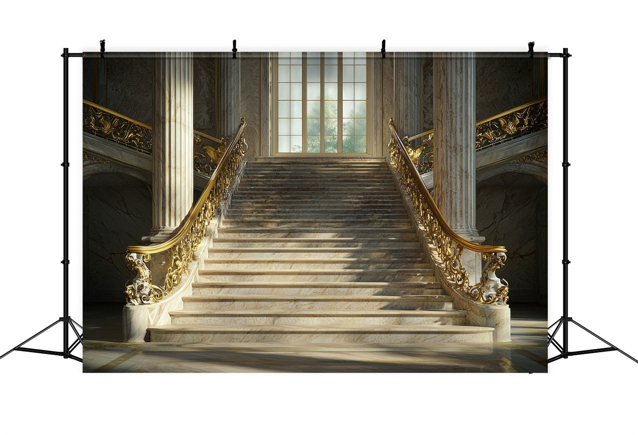 Architektur Backdrop Königliche Goldene Treppe Marmor Backdrop BRP12-631