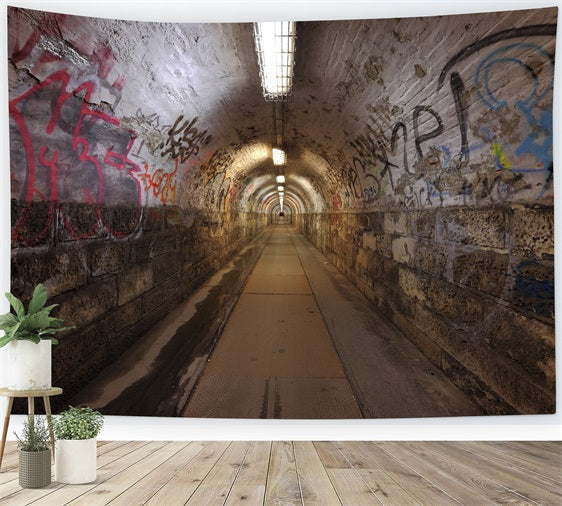 Architektur Backdrop Graffiti Allee Tunnel Fotografie Hintergrund BRP12-669