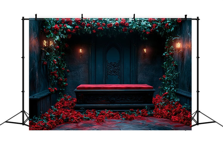 Sarg Backdrop Kerzenbeleuchteter Sarg Rose Gothic Arch Backdrop BRP12-690