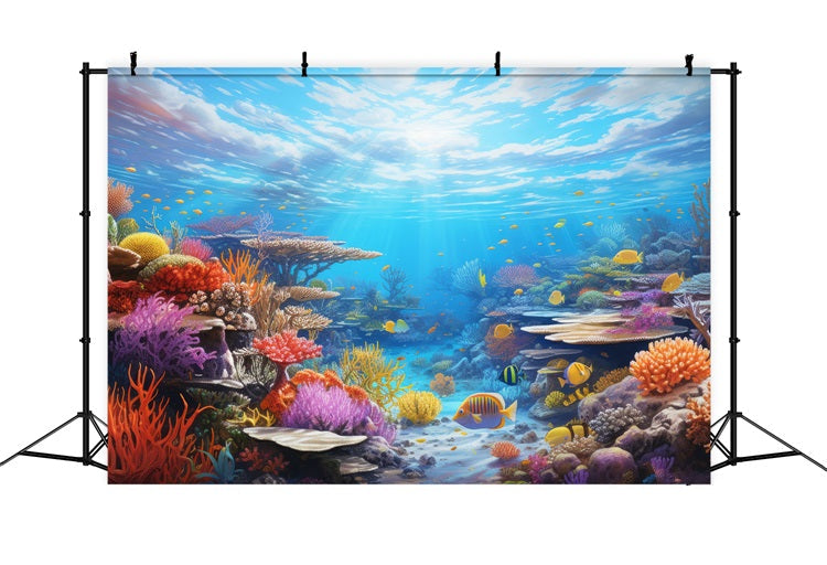 Meerjungfrau Backdrop Hintergrund Bunte Koralle Tropische Fische Backdrop BRP12-70