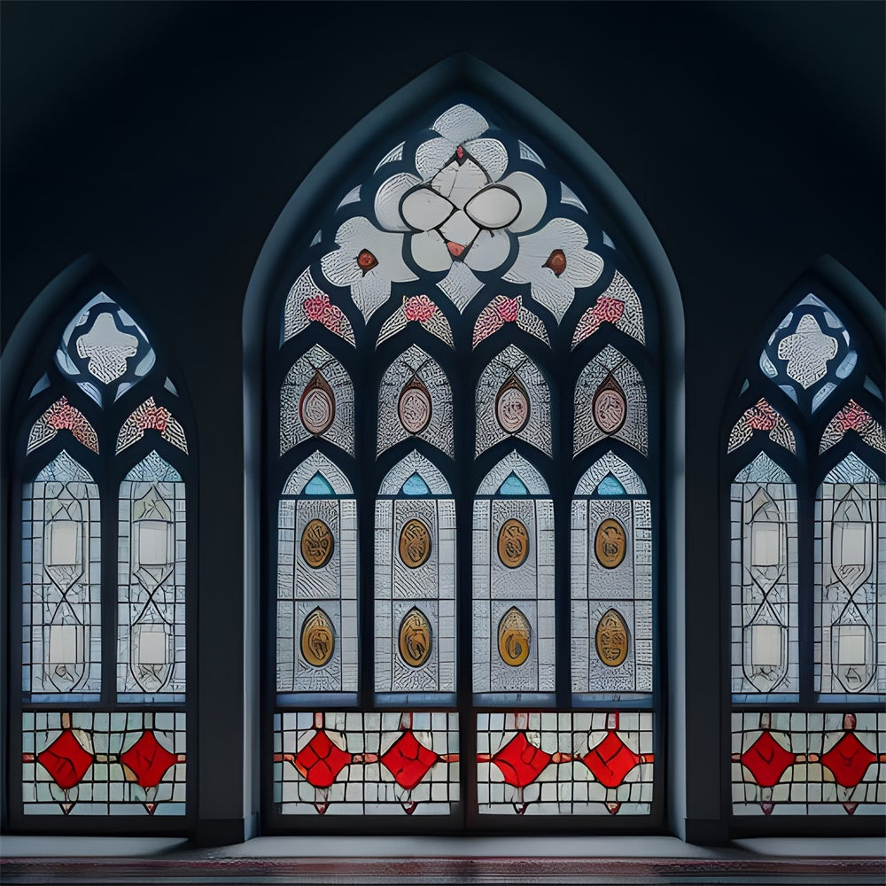 Kirche Backdrop Design Buntglas Bogenfenster Backdrop BRP12-708