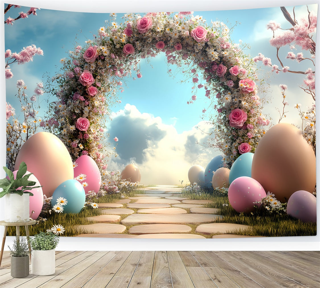 Ostern Hintergrund Ideen Rosa Rosen Gänseblümchen Ei Backdrop BRP12-722