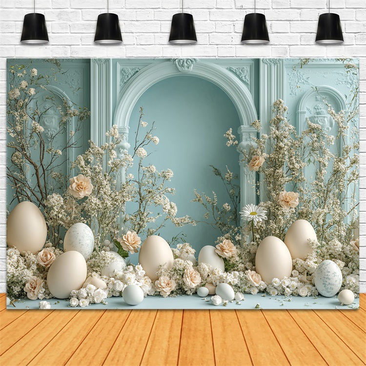 Fotohintergrund für Ostern Frühlingsblumenbogen Eier Hintergrund BRP12-725