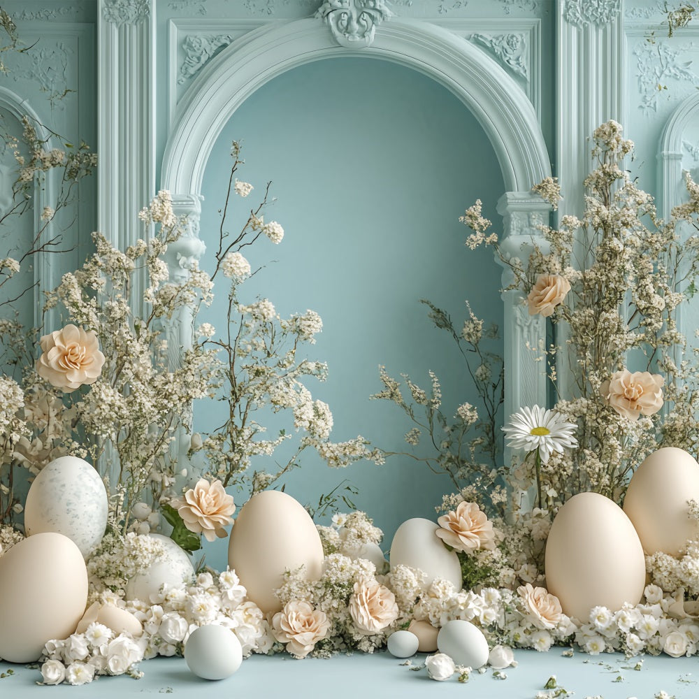 Fotohintergrund für Ostern Frühlingsblumenbogen Eier Hintergrund BRP12-725