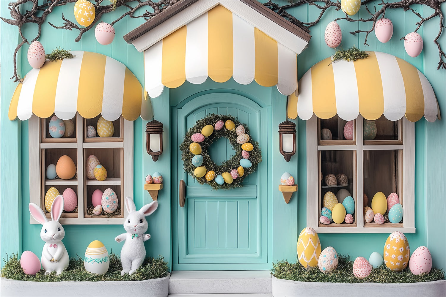 Ostern Hintergrund Fotografie Skurrile Bunny Store Szene Backdrop BRP12-734