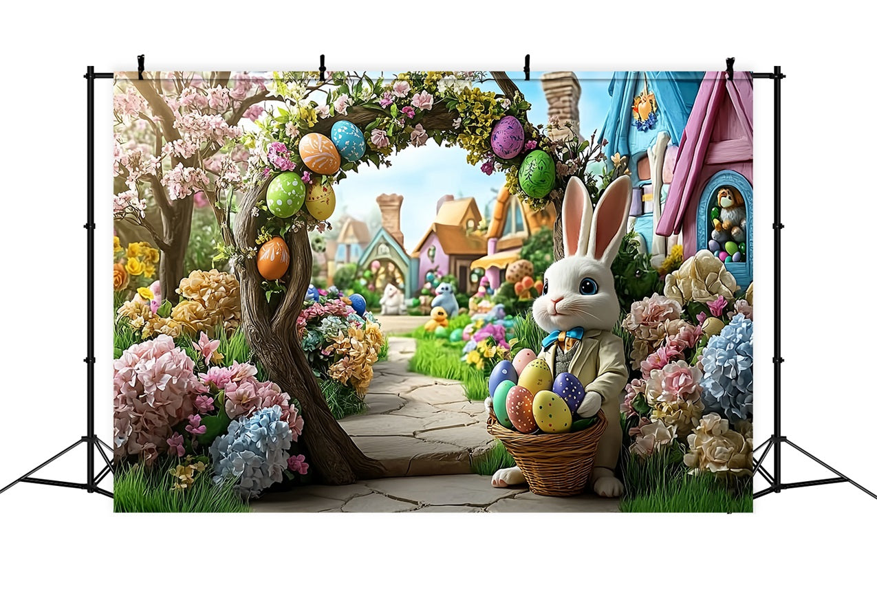 Ostern Backdrops Ideen Hasenbogen Blumengarten Backdrop BRP12-739