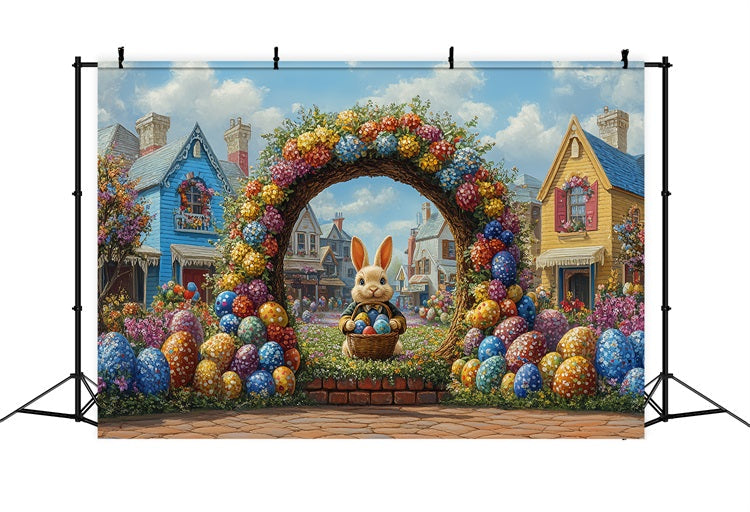 Ostern Backdrop Vibrant Bunny Garden Arch Feier Backdrop BRP12-740