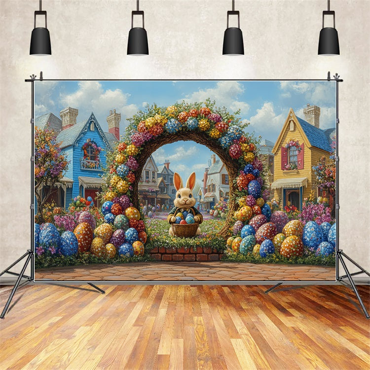 Ostern Backdrop Vibrant Bunny Garden Arch Feier Backdrop BRP12-740