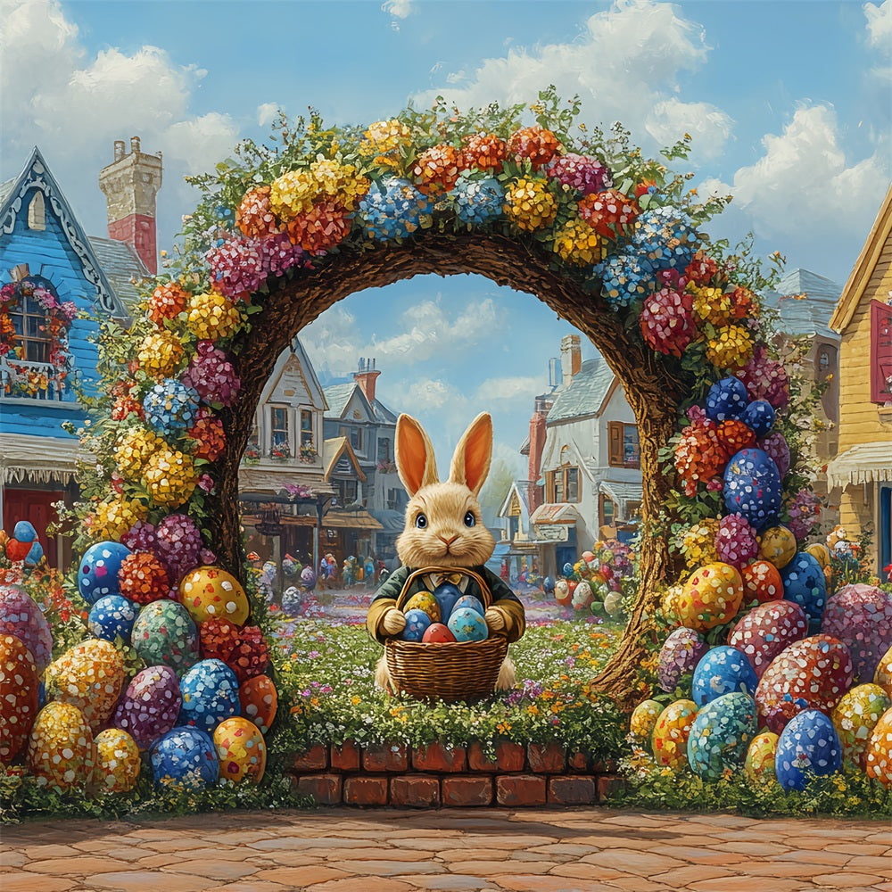 Ostern Backdrop Vibrant Bunny Garden Arch Feier Backdrop BRP12-740