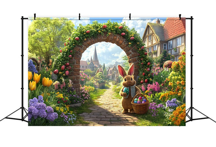 Fotografie Ostern Backdrop Bunny Egg Arch Path Backdrop BRP12-742