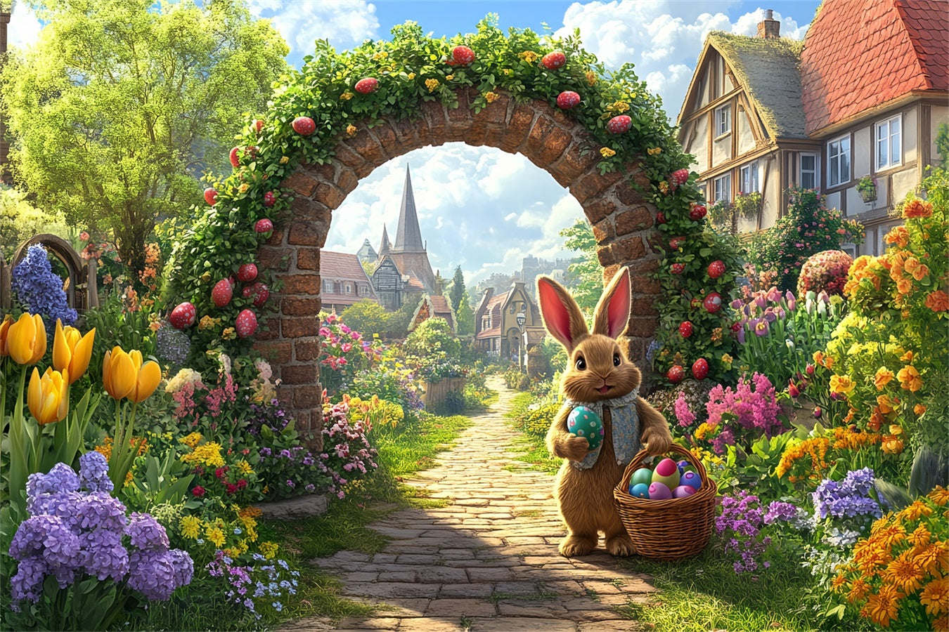 Fotografie Ostern Backdrop Bunny Egg Arch Path Backdrop BRP12-742