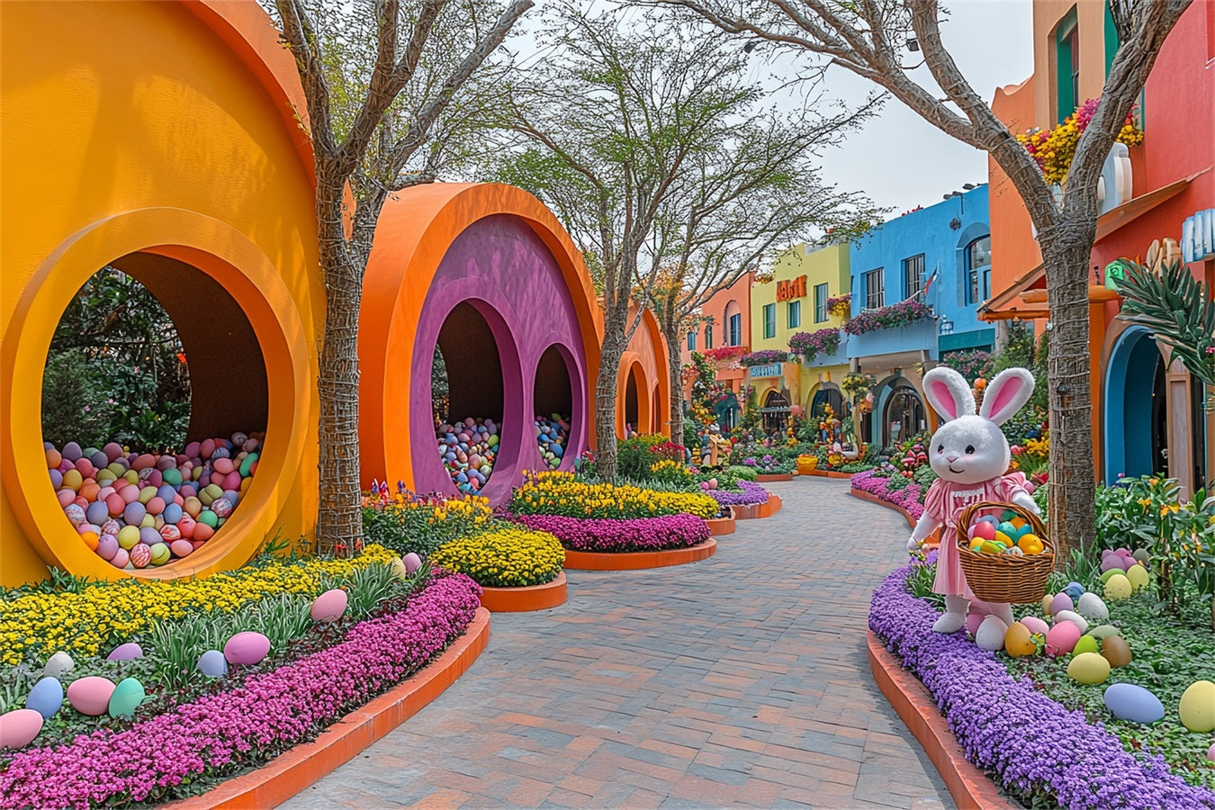 Ostern Fotografie Hintergrund Bunte Osterei Stadt Hintergrund BRP12-745