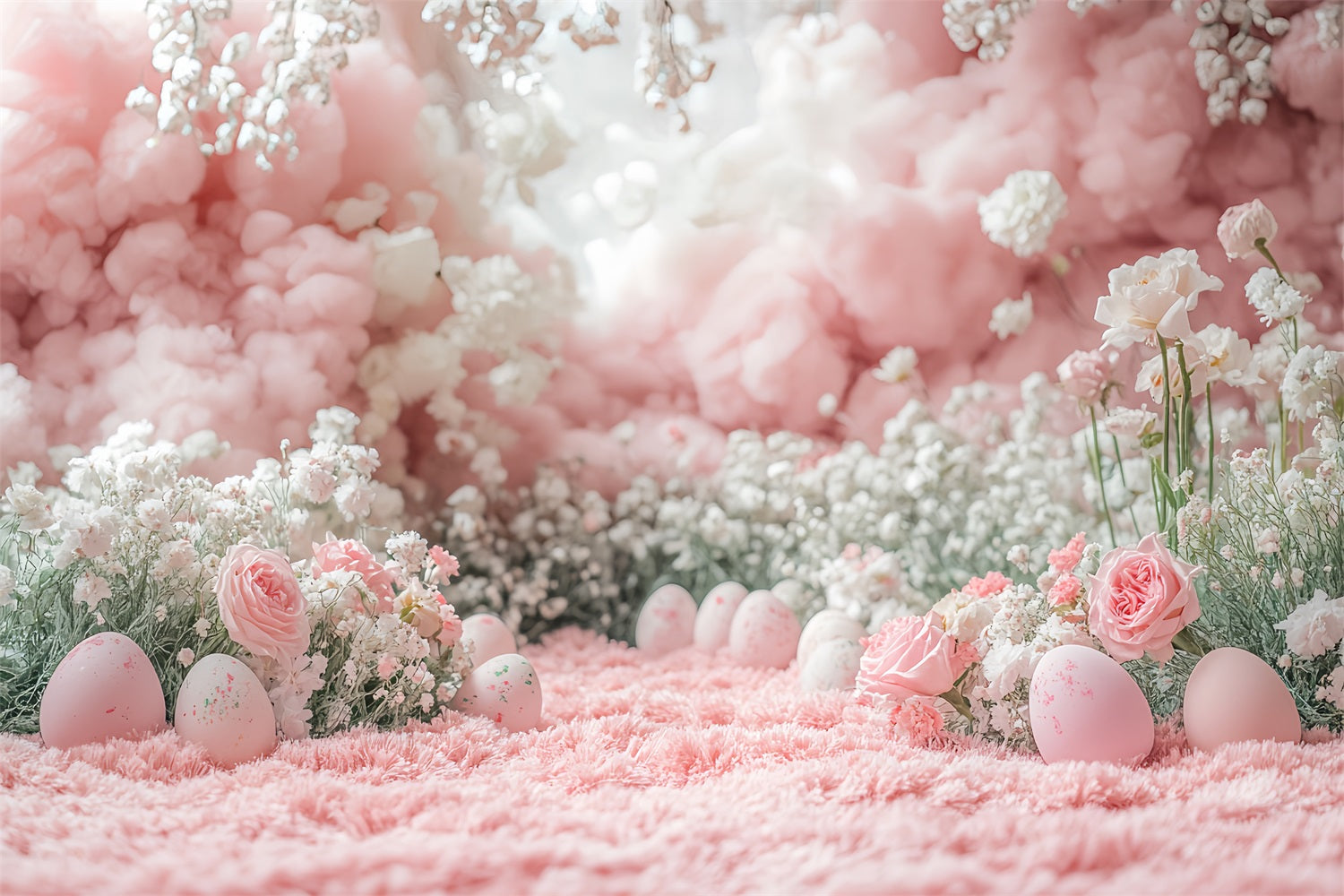 Ostern Fotohintergrund Rosa Wolkenblüten Ei Hintergrund BRP12-747