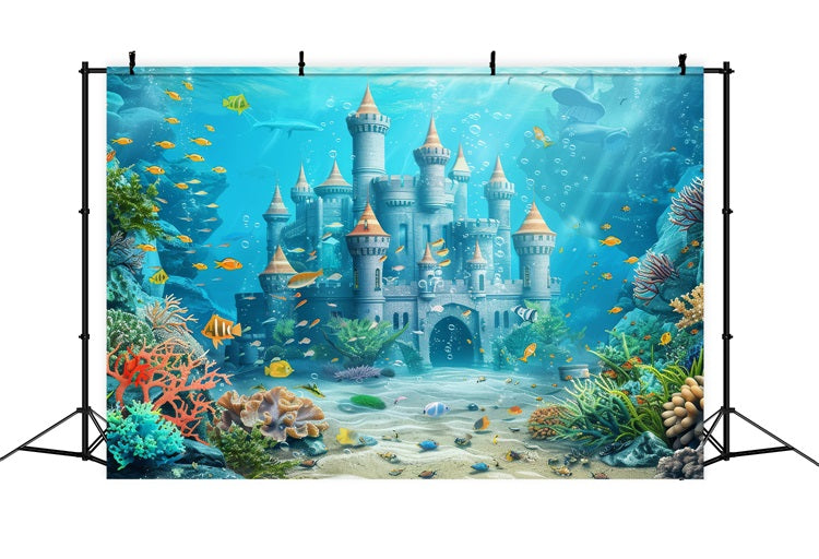 Meerjungfrau Backdrop Diy Majestätische Unterwasser Schloss Fisch Backdrop BRP12-75