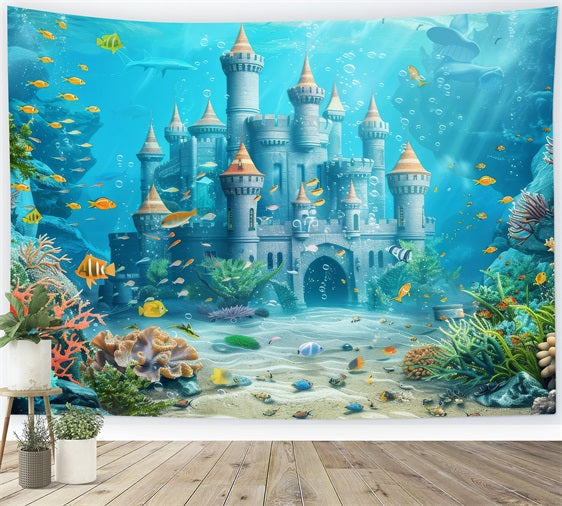 Meerjungfrau Backdrop Diy Majestätische Unterwasser Schloss Fisch Backdrop BRP12-75