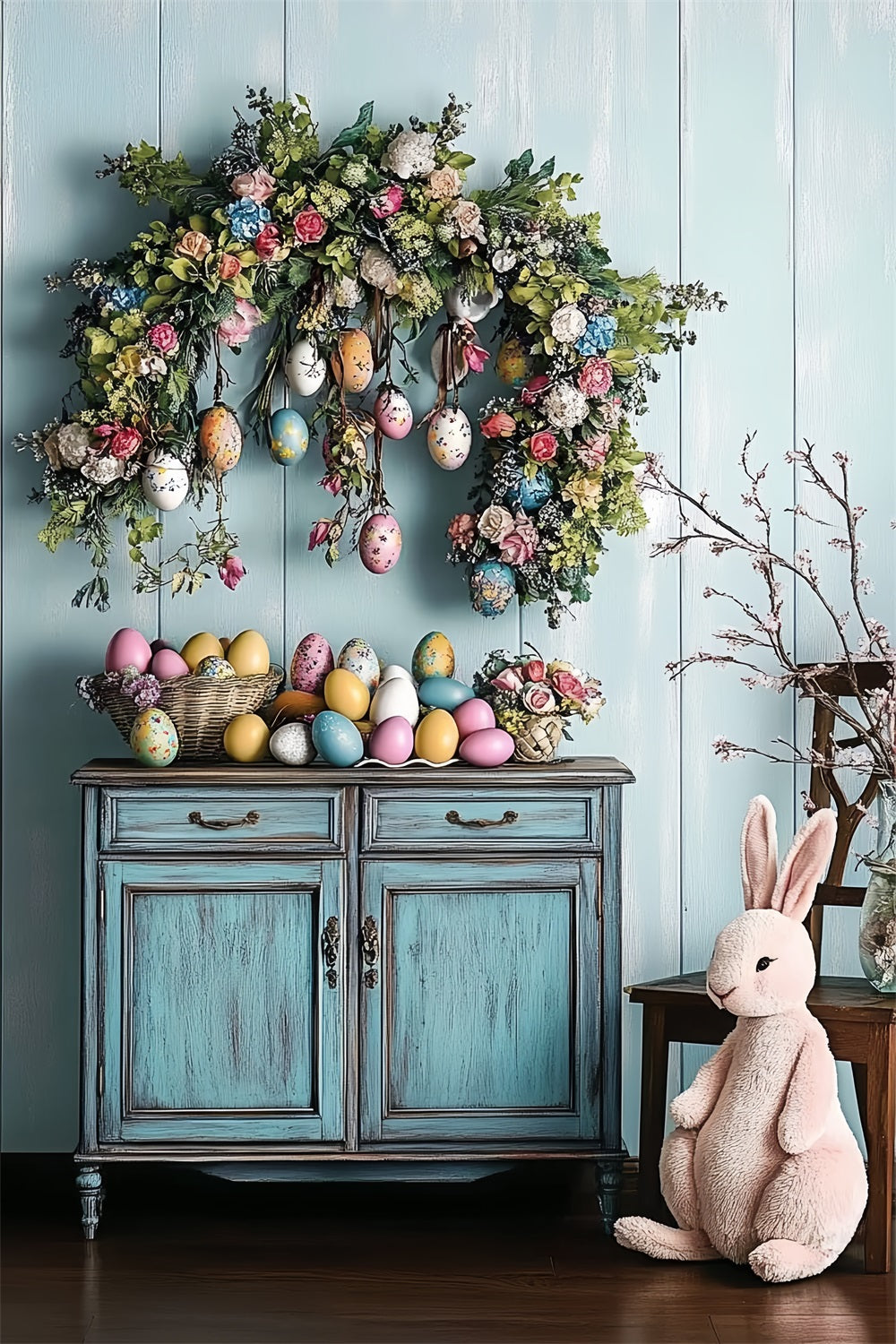 Kulisse für Ostern Kabinett Ei Floral Kranz Kulisse BRP12-759