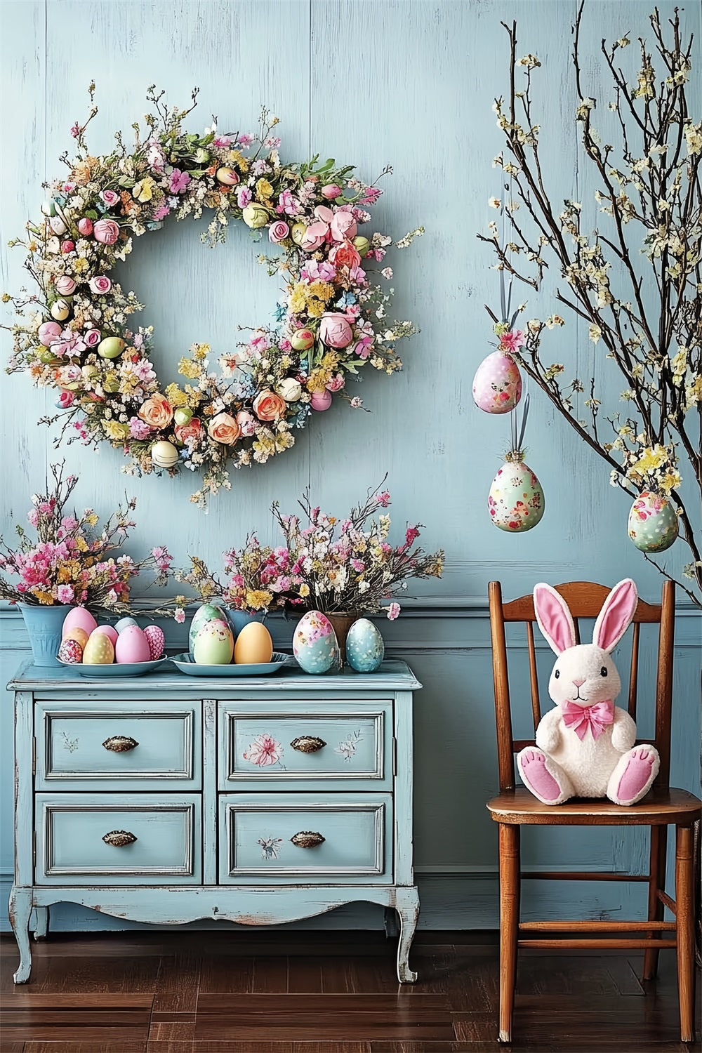 Ostern Backdrops Ideen Kranz Bunny Eggs Backdrop BRP12-760