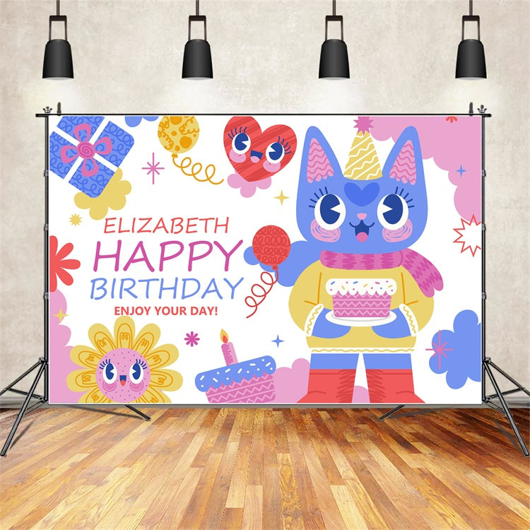 Benutzerdefinierte Geburtstag Backdrops Cute Cat Party Backdrop BRP2-108