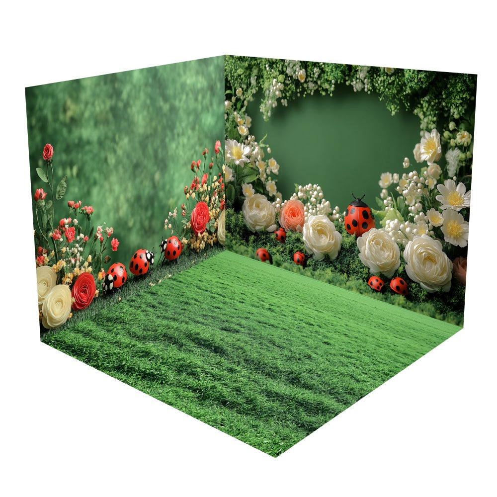 Spring Meadow Ladybug Floral Backdrop Zimmerset BRP2-12