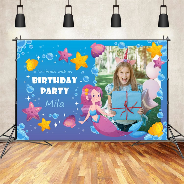 Personalisierte Geburtstag Backdrops Unterwasser Meerjungfrau Party Backdrop BRP2-123