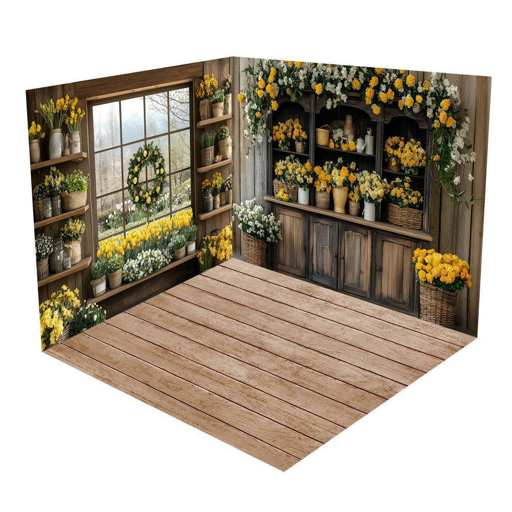 Gemütliches Holzhäuschen Blumenkulisse Zimmerset BRP2-14