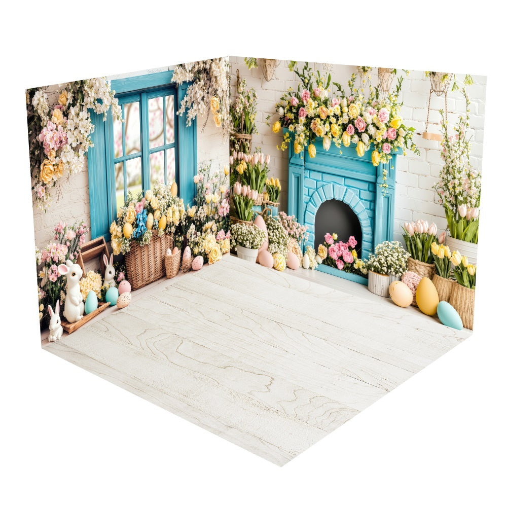 Blaues Fenster Hase Ostern Backdrop Zimmerset BRP2-20